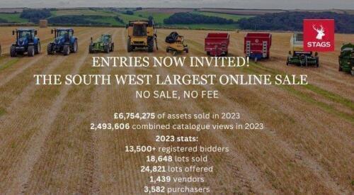 THE SOUTH WEST NOVEMBER ONLINE TIMED AUCTION OF TRACTORS, VEHICLES & EXCAVATORS, FARM MACHINERY, LIVESTOCK & GENERAL EQUIPMENT