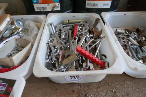 BOX OF SPANNERS & TOOLS