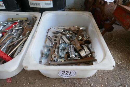 BOX OF SOCKETS, TOOLS ETC