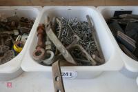 TUB OF STAPLES & ROOFING NAILS