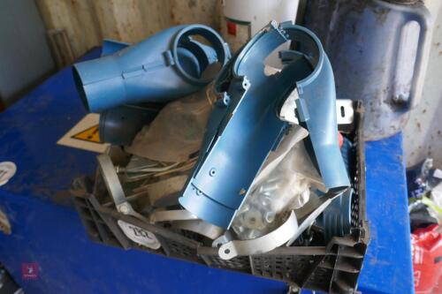 BOX OF AUGER SPARES, CLAMPS ETC