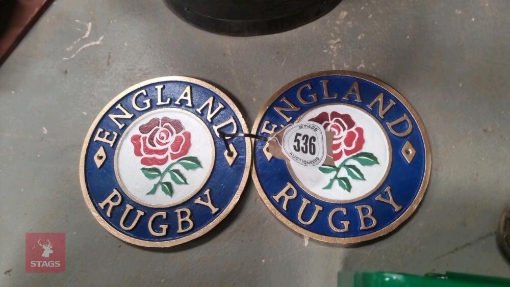 2 ENGLAND RUGBY SIGNS