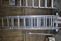 2 EXTENDING LADDERS C/W WORK PLATFORM