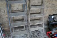 2 WOODEN STEP LADDERS - 2