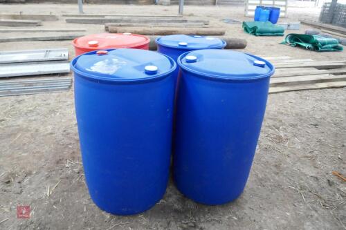 4 PLASTIC 200L BARRELS