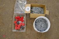 TUB OF NAILS, STAPLES AND INSULATORS