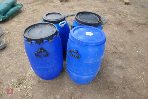 4 BLUE FEED CONTAINERS