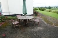WOODEN GARDEN TABLE & CHAIRS - 2
