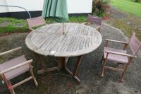 WOODEN GARDEN TABLE & CHAIRS - 3