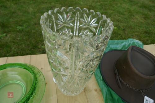 TWO GLASS VASE AND BOWL