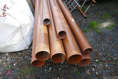 8 LENGTHS OF BROWN PLASTIC DRAINAGE PIPE