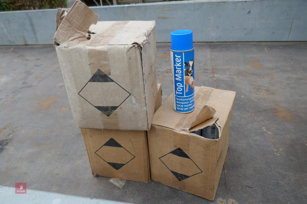 3 BOXES- BLUE TOP MARKER LIVESTOCK SPRAY