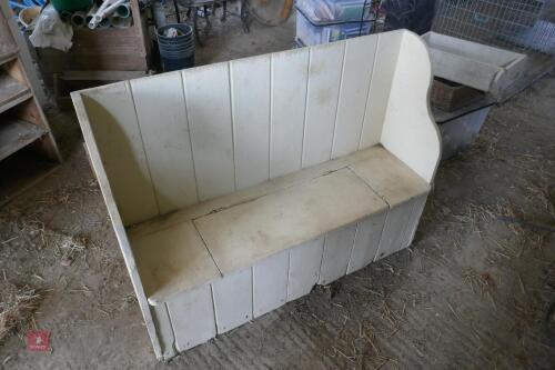 WOODEN PEW WITH UNDERSEAT STORAGE