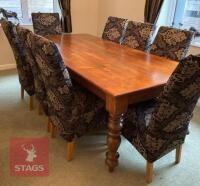 WOOD DINING TABLE WITH 8 LEATER CHAIRS