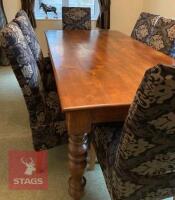 WOOD DINING TABLE WITH 8 LEATER CHAIRS - 4