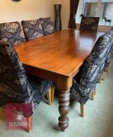 WOOD DINING TABLE WITH 8 LEATER CHAIRS - 5