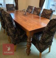 WOOD DINING TABLE WITH 8 LEATER CHAIRS - 6