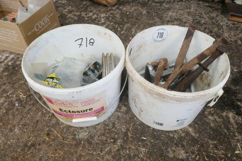 2 BUCKETS OF GATE HANGERS ETC