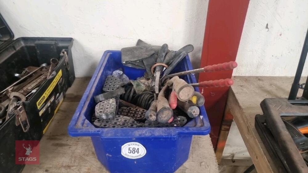 BOX OF FOOT TRIMMING TOOLS + CLOGS