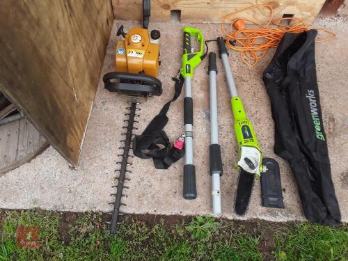 HEDGING TOOLS CHAINSAW AND HEDGE TRIMMER