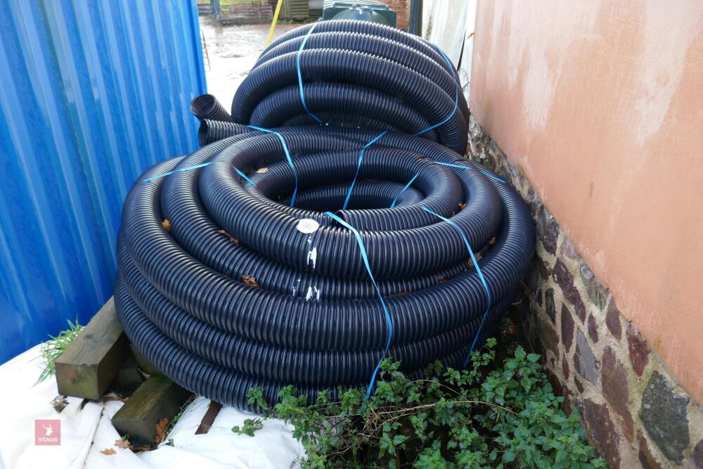 2x NEW 50M ROLLS OF BLACK DRAINAGE PIPE