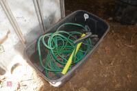 PLASTIC TUB & QTY OF GARDEN HOSE - 4