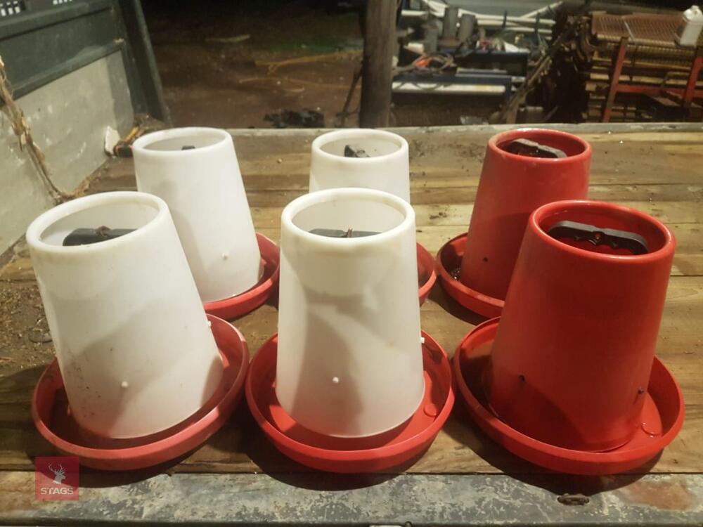 6 X PLASTIC POULTRY FEEDERS