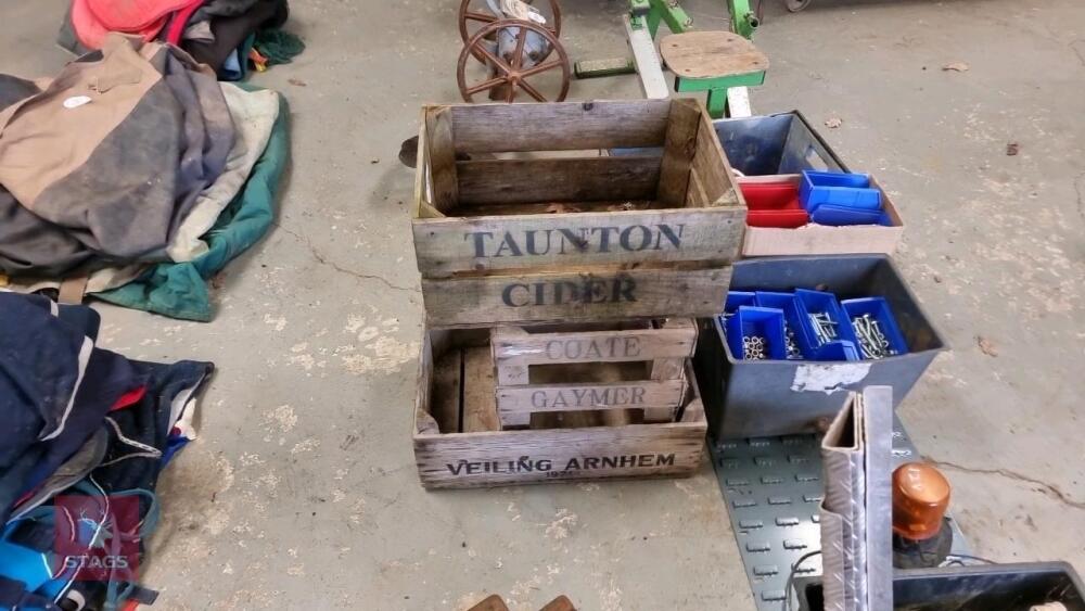 3 WOODEN FRUIT CRATES