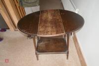 WOODEN OVAL FOLDING SIDE TABLE