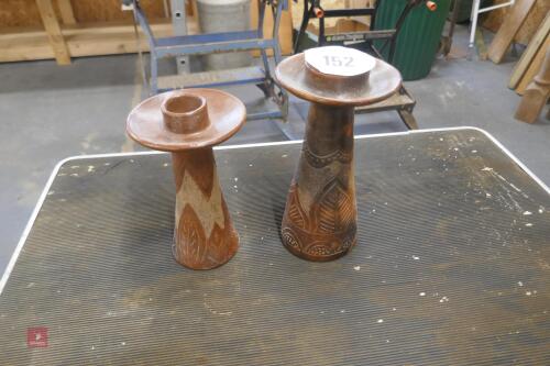 2 ORANGE CANDLESTICKS