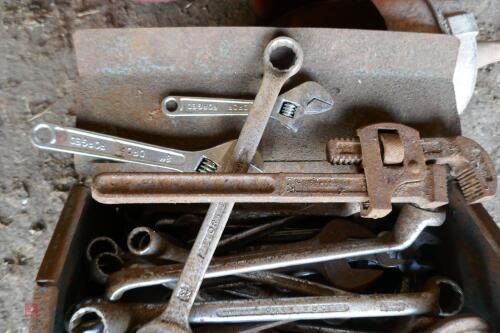 ASSORTED SPANNERS, FUEL CANS & SCOOP