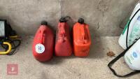 3 RED 5L PLASTIC FUEL CANS