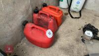 3 RED 5L PLASTIC FUEL CANS - 2