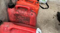 3 RED 5L PLASTIC FUEL CANS - 3