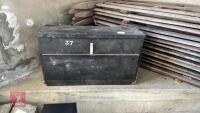 LARGE WOODEN CHEST & CARPENTERS TOOLS