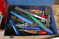 BOX OF TOOLS & 3 HAND SAWS - 2