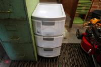 4 DRAWER METAL FILING CABINET + PLASTIC CABINET - 2