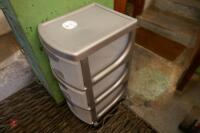 4 DRAWER METAL FILING CABINET + PLASTIC CABINET - 6