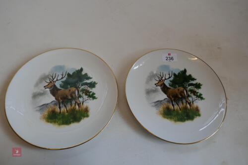 PAIR OF STAG SCENE PLATES