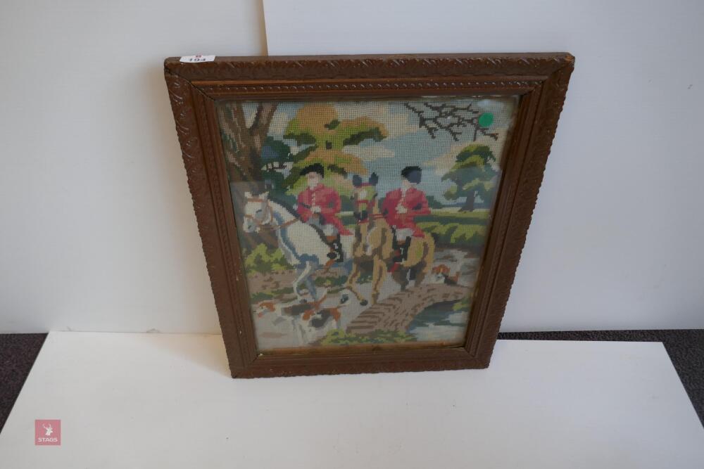 FRAMED TAPESTRY OF HUNTING SCENE