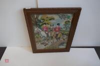 FRAMED TAPESTRY OF HUNTING SCENE