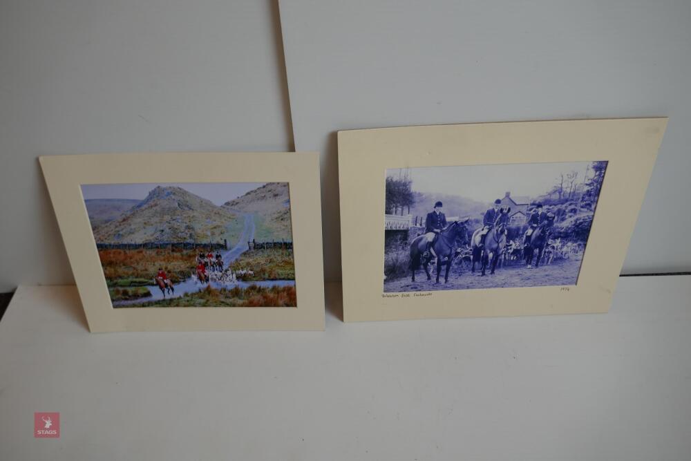 2 MOUNTED HUNTING SCENE PHOTOS