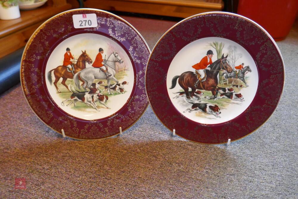 PAIR OF CROWN DUCAL HUNTING SCENE PRINTS