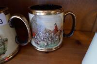 3 X POTTERY HUNTING SCENE TANKARDS - 3