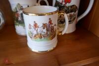 3 X POTTERY HUNTING SCENE TANKARDS