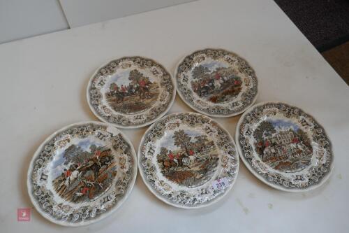 SET OF 5 HUNTING SCENE PLATES