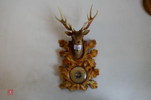 PLASTIC STAGS HEAD BAROMETER