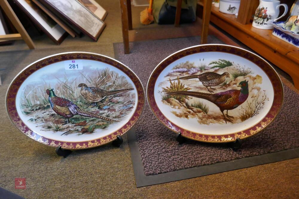 PAIR OF OVAL GAMEBIRD SCENE PLATES