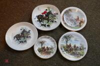 5 X VARIOUS SMALL HUNTING SCENE PLATES - 5