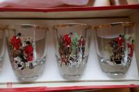 SET OF 6 DECORATED HUNTING SCENE GLASSES